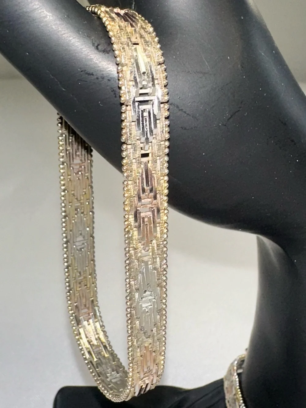 Vtg MILOR Riccio Italy 925 Sterling Silver Tri-Color Woven Link Bracelet 18g